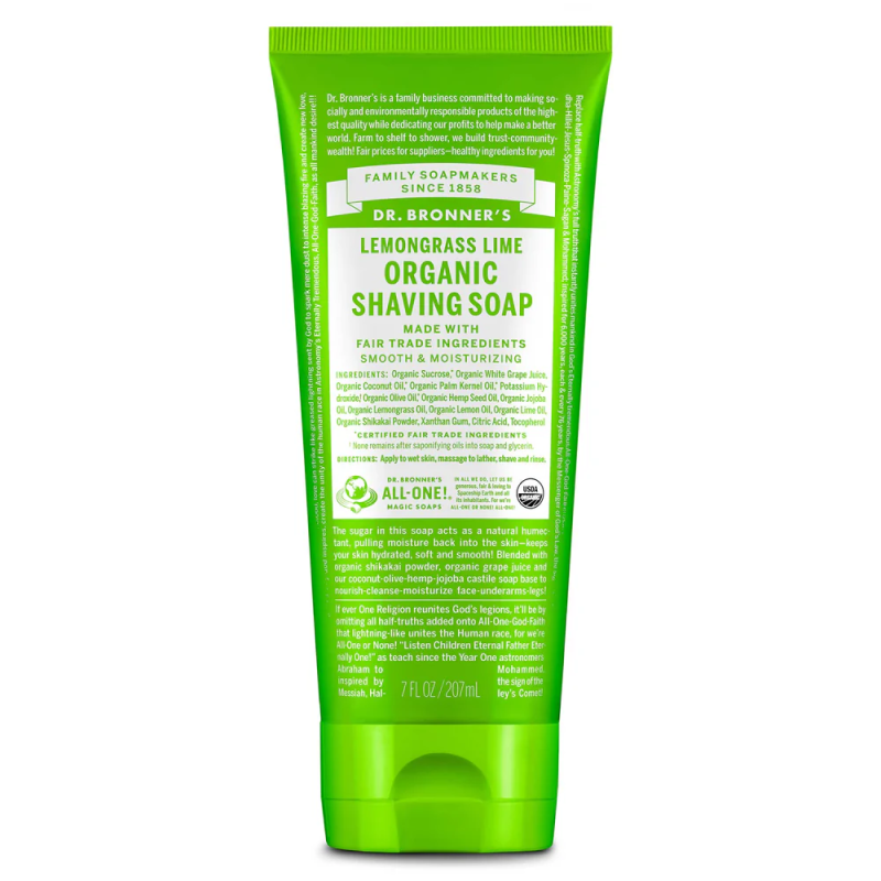 Lemongrass Lime Organic Shaving Soap 207ml