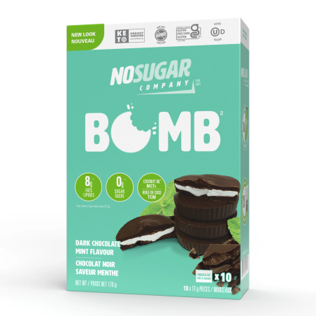 No Sugar Keto Bomb Dark Chocolate Mint 17g x 10
