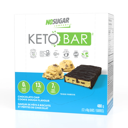 No Sugar Keto Bar Chocolate Chip Cookie Dough 40g x 4 bars