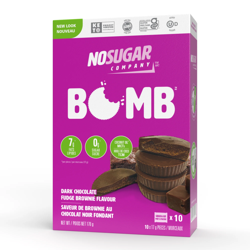 No Sugar Keto Bomb Dark Chocolate Fudge Brownie 10pk