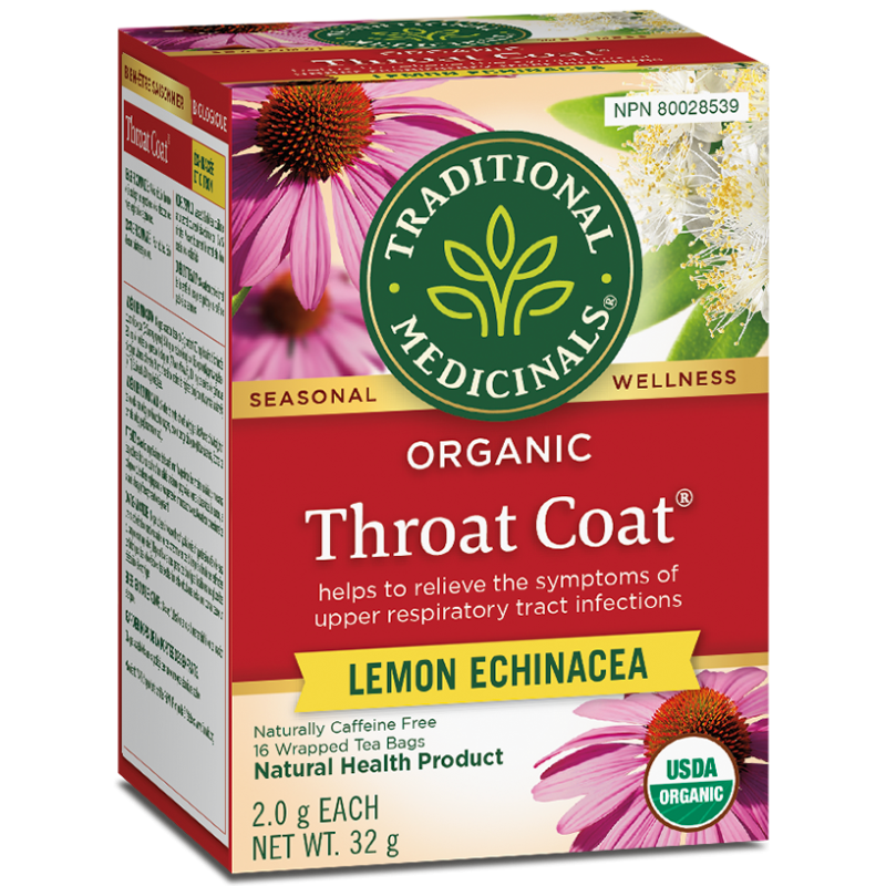 Organic Throat Coat Lemon Echinacea Tea 16bg