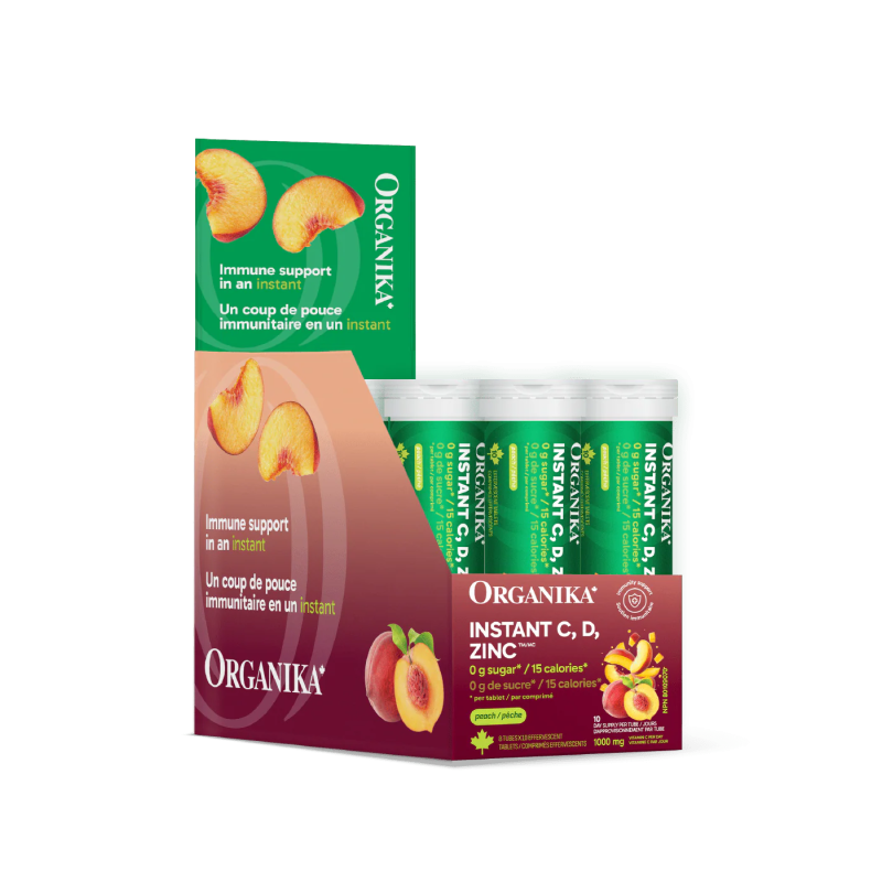 Instant C, D, Zinc Immunity Effervescent - Peach 8 box