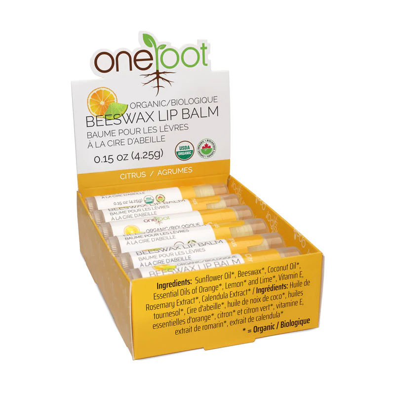 100% Organic Beeswax Lip Balm - Citrus 4.25g x 12